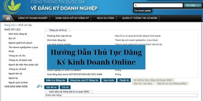 Hướng Dẫn Thủ Tục Đăng Ký Kinh Doanh Online