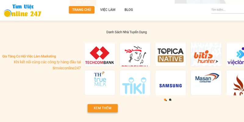 Timvieconline247.com - làm việc với nhà tuyển dụng hàng đầu